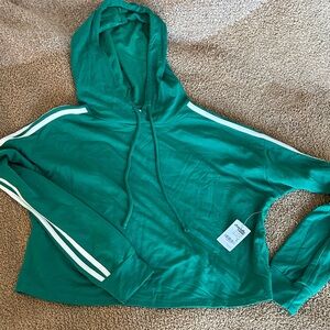 (NWT) Cali Baby sold by Charlotte Russe Green Cropped Hoodie with White Stripes